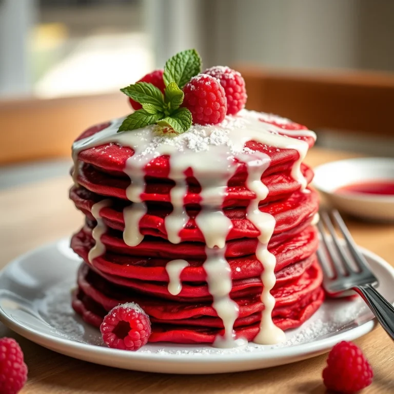 Red Velvet Pancakes with Cream Cheese