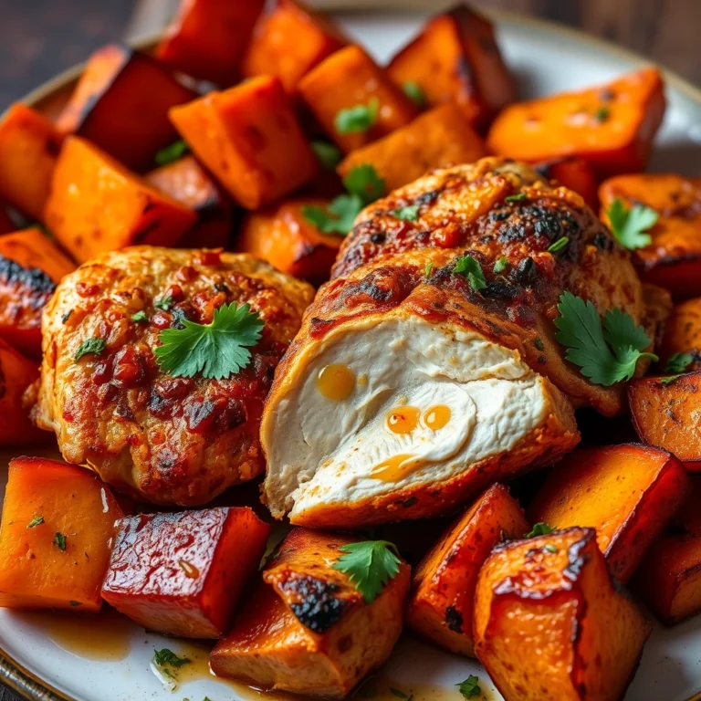 spicy chicken and roasted sweet potatoes