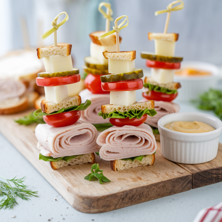 Turkey Sandwich Kebabs